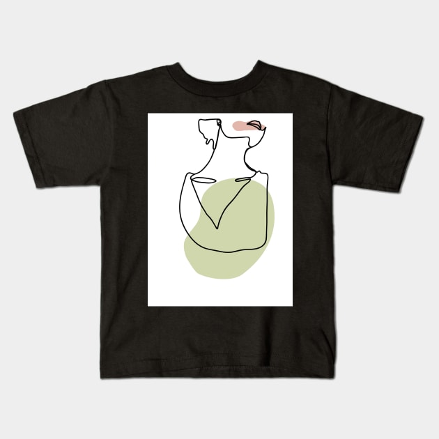 Minimal Line Drawing Woman Neck Kids T-Shirt by Art Designs